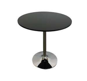 HomeRoots 36" Stylish Black and Silver Round Dining Table with Metal Pedestal Base - Seats 6, Modern Design 555151