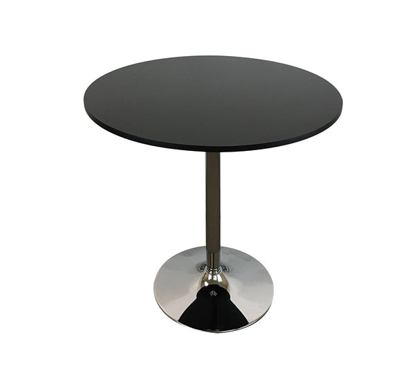 HomeRoots 36" Stylish Black and Silver Round Dining Table with Metal Pedestal Base - Seats 6, Modern Design 555151