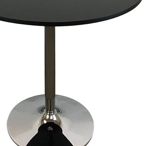 HomeRoots 36" Stylish Black and Silver Round Dining Table with Metal Pedestal Base - Seats 6, Modern Design 555151