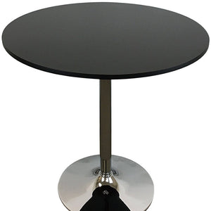 HomeRoots 36" Stylish Black and Silver Round Dining Table with Metal Pedestal Base - Seats 6, Modern Design 555151
