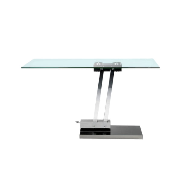 HomeRoots 72" Clear Glass & Silver Metal Pedestal Dining Table - Modern Design for Stylish Gatherings 555155