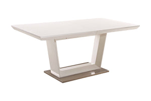 HomeRoots 71" White Wood & Metal Extendable Dining Table with Self-Storing Leaf for Modern Home Gatherings 555166
