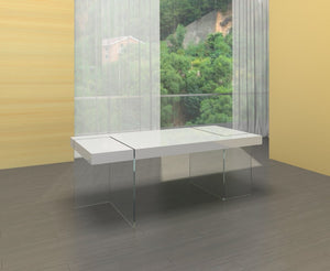 HomeRoots 79" White and Clear Glass Dining Table – Modern Centerpiece for Elegant Dining, Seats 6 Comfortably 555167