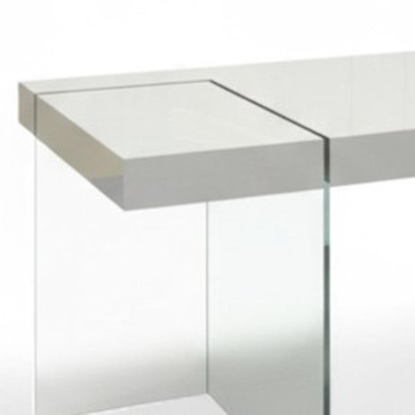 HomeRoots 79" White and Clear Glass Dining Table – Modern Centerpiece for Elegant Dining, Seats 6 Comfortably 555167