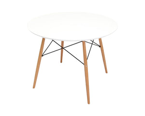 HomeRoots 36" Modern Two-Tone Round Dining Table with White Top & Natural Wood Base, Seats 6, Eco-Friendly Design 555168