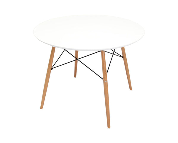 HomeRoots 36" Modern Two-Tone Round Dining Table with White Top & Natural Wood Base, Seats 6, Eco-Friendly Design 555168
