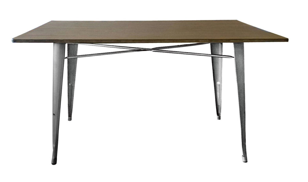HomeRoots 55" Gray Metal Dining Table - Sleek, Durable Design for Modern Homes, Seats Up to 6, Easy Maintenance! 555170