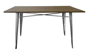 HomeRoots 55" Gray Metal Dining Table - Sleek, Durable Design for Modern Homes, Seats Up to 6, Easy Maintenance! 555170