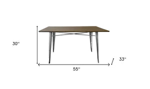 HomeRoots 55" Gray Metal Dining Table - Sleek, Durable Design for Modern Homes, Seats Up to 6, Easy Maintenance! 555170