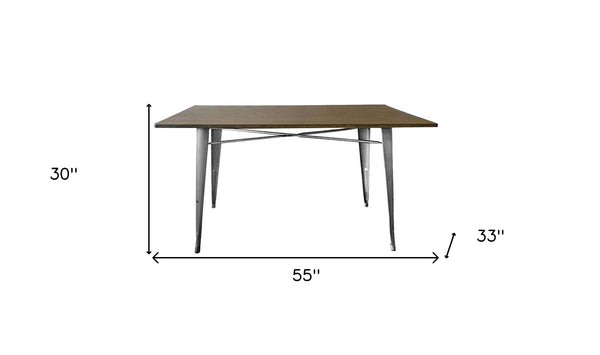 HomeRoots 55" Gray Metal Dining Table - Sleek, Durable Design for Modern Homes, Seats Up to 6, Easy Maintenance! 555170