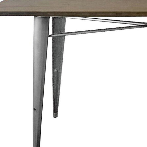 HomeRoots 55" Gray Metal Dining Table - Sleek, Durable Design for Modern Homes, Seats Up to 6, Easy Maintenance! 555170