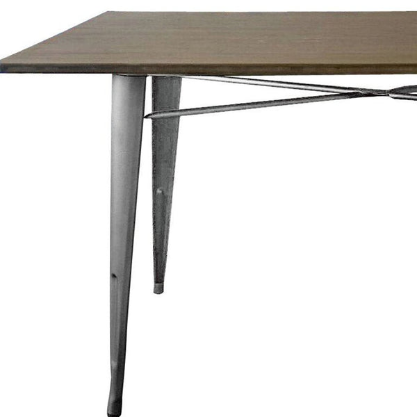 HomeRoots 55" Gray Metal Dining Table - Sleek, Durable Design for Modern Homes, Seats Up to 6, Easy Maintenance! 555170