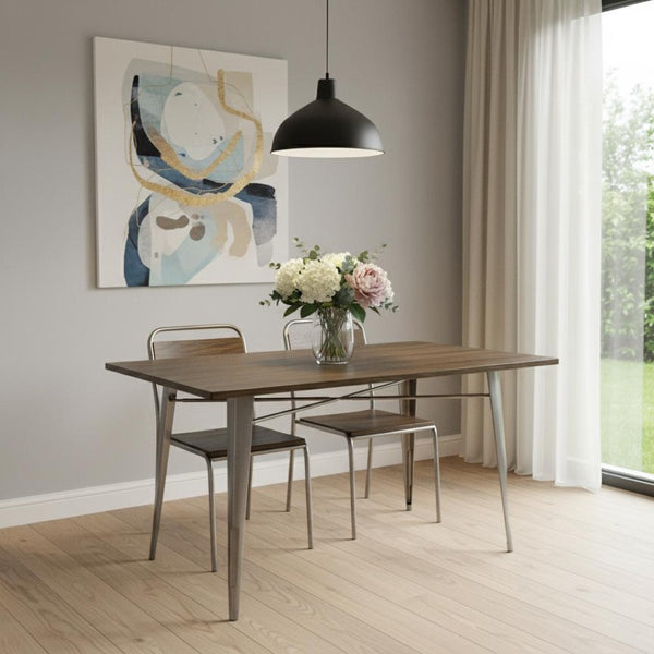 HomeRoots 55" Gray Metal Dining Table - Sleek, Durable Design for Modern Homes, Seats Up to 6, Easy Maintenance! 555170