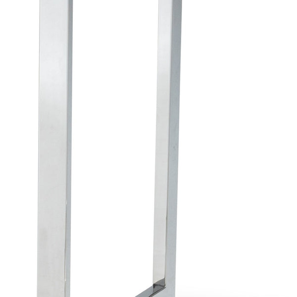 HomeRoots 59" Modern Square Dining Table with White Wood Top and Silver Metal Base - Seats 6, Stylish Design! 555175
