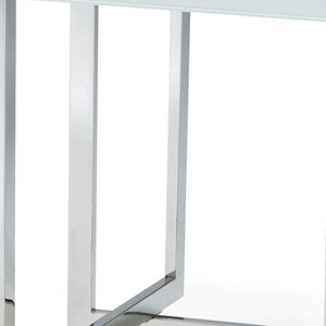 HomeRoots 59" Modern Square Dining Table with White Wood Top and Silver Metal Base - Seats 6, Stylish Design! 555175