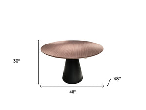 HomeRoots 48" Stylish Two-Tone Round Dining Table with Black Pedestal Base - Perfect for Modern Entertaining! 555178