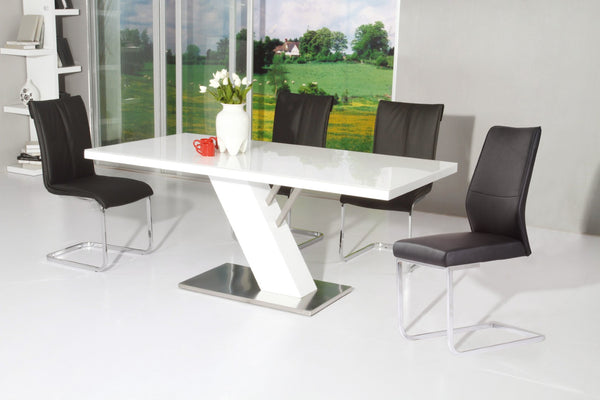 HomeRoots 63" Modern Two-Tone Wood and Metal Pedestal Dining Table - Chic Design for Up to 6 Guests! 555191