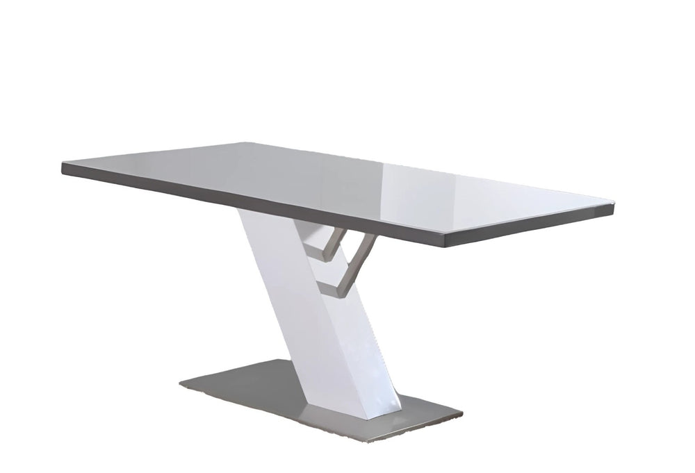 HomeRoots 63" Modern Two-Tone Wood and Metal Pedestal Dining Table - Chic Design for Up to 6 Guests! 555191