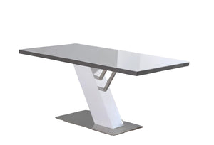 HomeRoots 63" Modern Two-Tone Wood and Metal Pedestal Dining Table - Chic Design for Up to 6 Guests! 555191