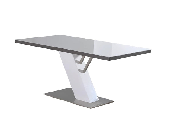 HomeRoots 63" Modern Two-Tone Wood and Metal Pedestal Dining Table - Chic Design for Up to 6 Guests! 555191