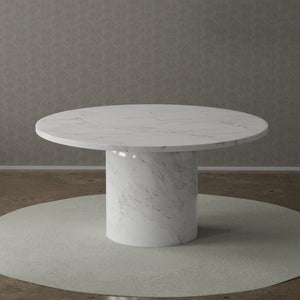 HomeRoots 60" Gray and White Marble Pedestal Dining Table - Modern Round Centerpiece for Stylish Homes 555193