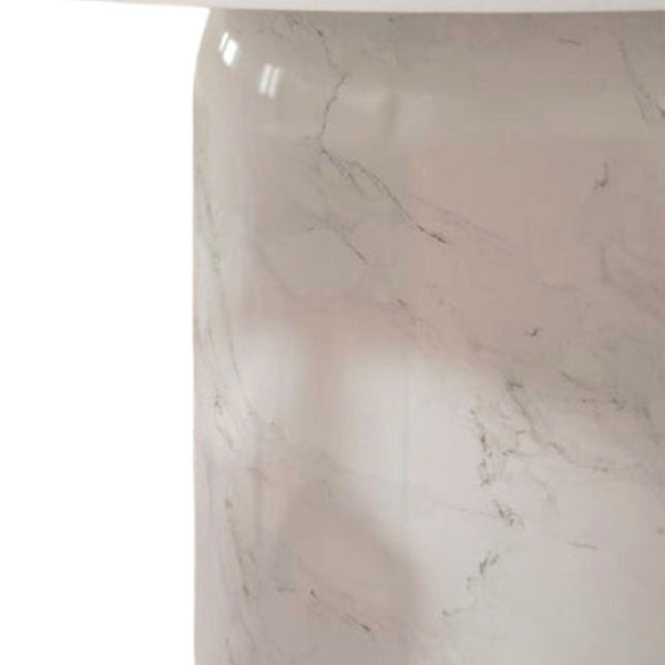 HomeRoots 60" Gray and White Marble Pedestal Dining Table - Modern Round Centerpiece for Stylish Homes 555193