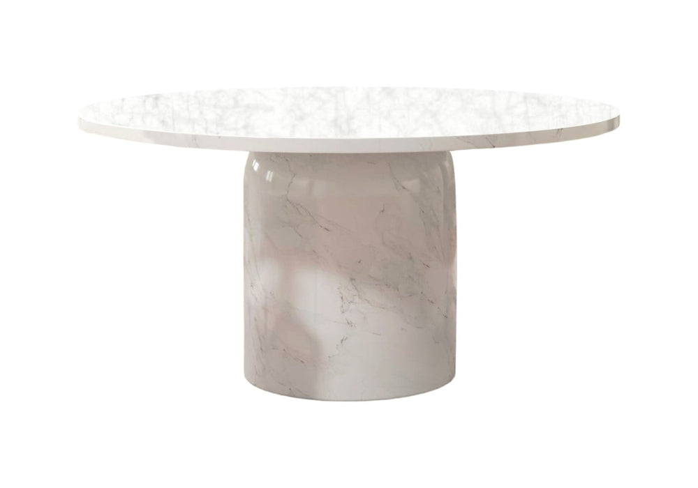 HomeRoots 60" Gray and White Marble Pedestal Dining Table - Modern Round Centerpiece for Stylish Homes 555193