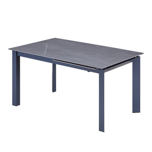 HomeRoots 55" Gray Ceramic and Metal Extendable Dining Table - Stylish, Versatile, Ideal for Modern Spaces 555196