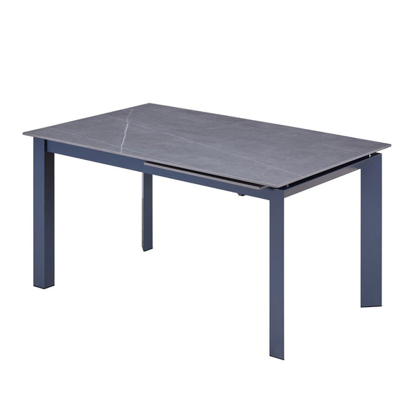 HomeRoots 55" Gray Ceramic and Metal Extendable Dining Table - Stylish, Versatile, Ideal for Modern Spaces 555196
