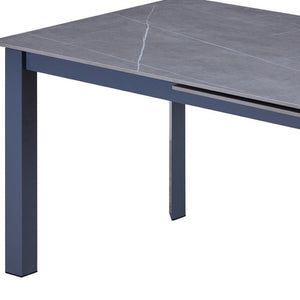 HomeRoots 55" Gray Ceramic and Metal Extendable Dining Table - Stylish, Versatile, Ideal for Modern Spaces 555196