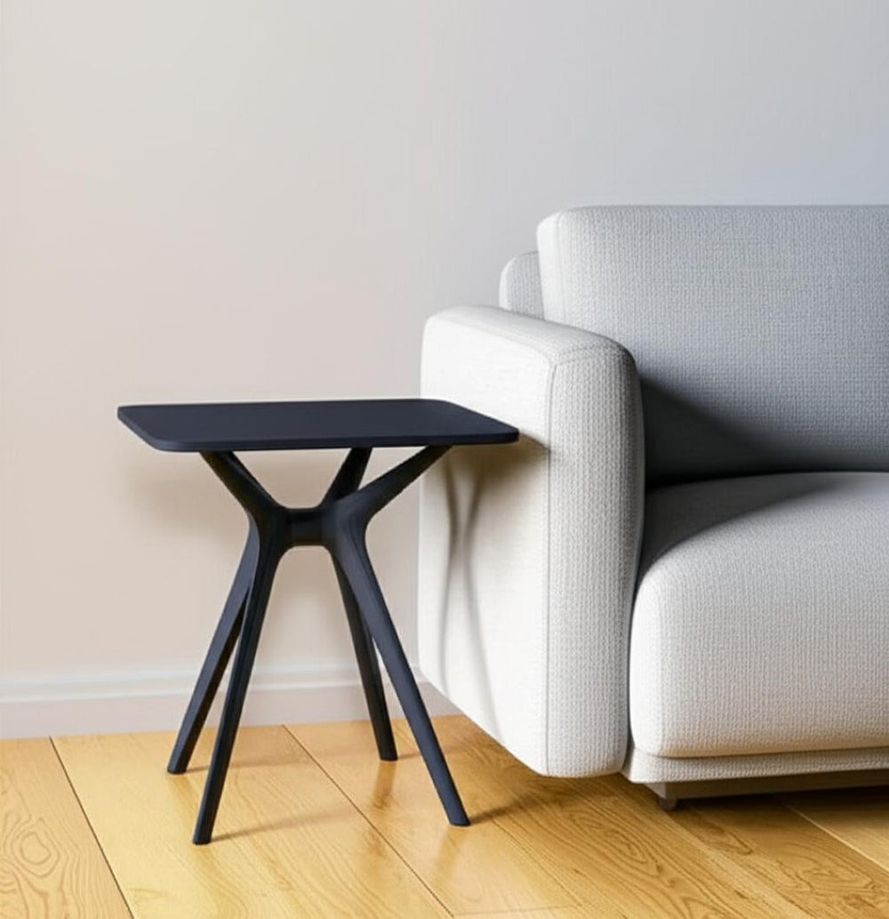 HomeRoots 27" Modern Black Square End Table - Heavy-Duty Polypropylene, Versatile Design for Any Room! 555197