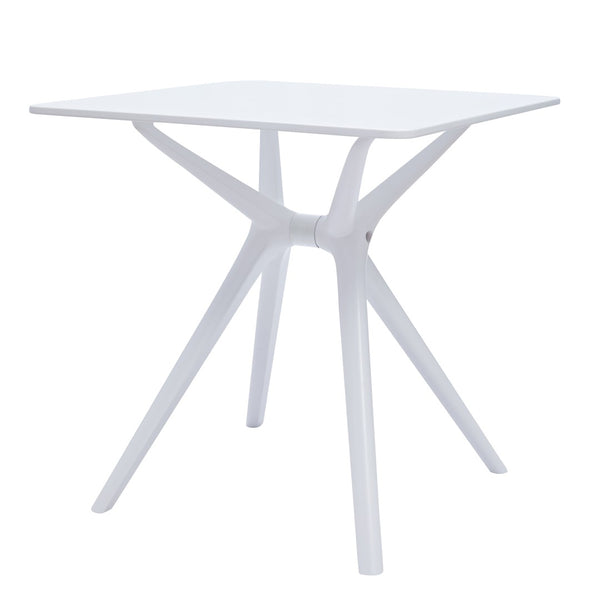 HomeRoots 28" White Trestle Base Dining Table - Heavy Duty, Modern Design, Scratch & Stain Resistant for 6 555198
