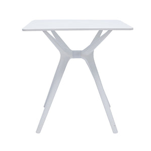 HomeRoots 28" White Trestle Base Dining Table - Heavy Duty, Modern Design, Scratch & Stain Resistant for 6 555198