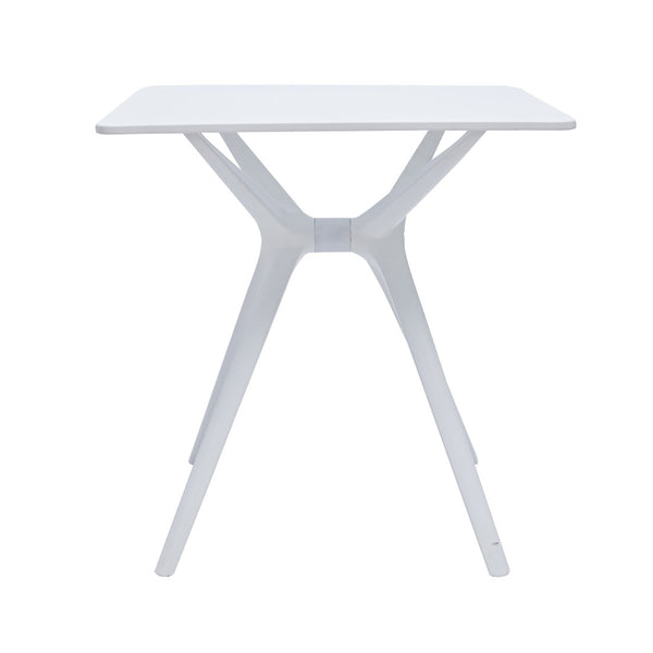 HomeRoots 28" White Trestle Base Dining Table - Heavy Duty, Modern Design, Scratch & Stain Resistant for 6 555198