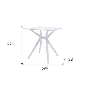 HomeRoots 28" White Trestle Base Dining Table - Heavy Duty, Modern Design, Scratch & Stain Resistant for 6 555198