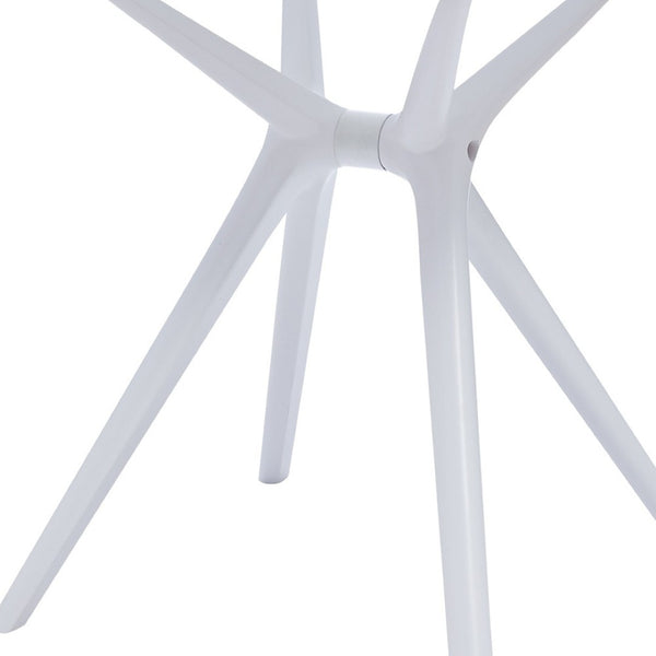 HomeRoots 28" White Trestle Base Dining Table - Heavy Duty, Modern Design, Scratch & Stain Resistant for 6 555198