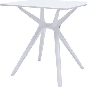 HomeRoots 28" White Trestle Base Dining Table - Heavy Duty, Modern Design, Scratch & Stain Resistant for 6 555198