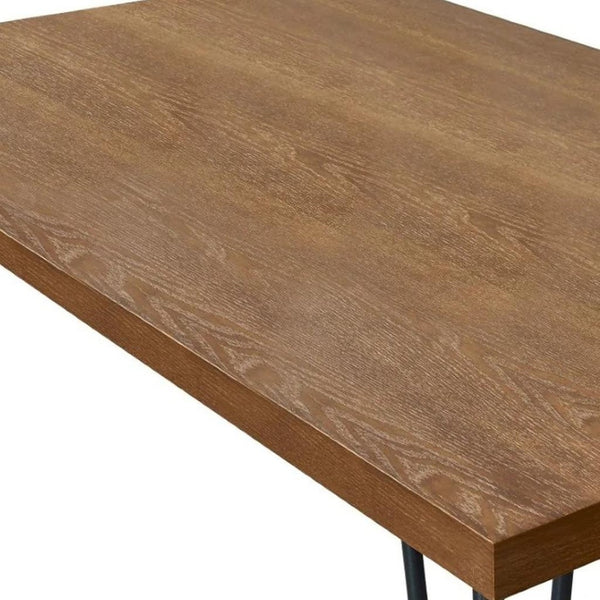 HomeRoots 63" Modern Rustic Two-Tone Wood and Metal Dining Table - Stylish, Durable, Seats 6 Comfortably 555199