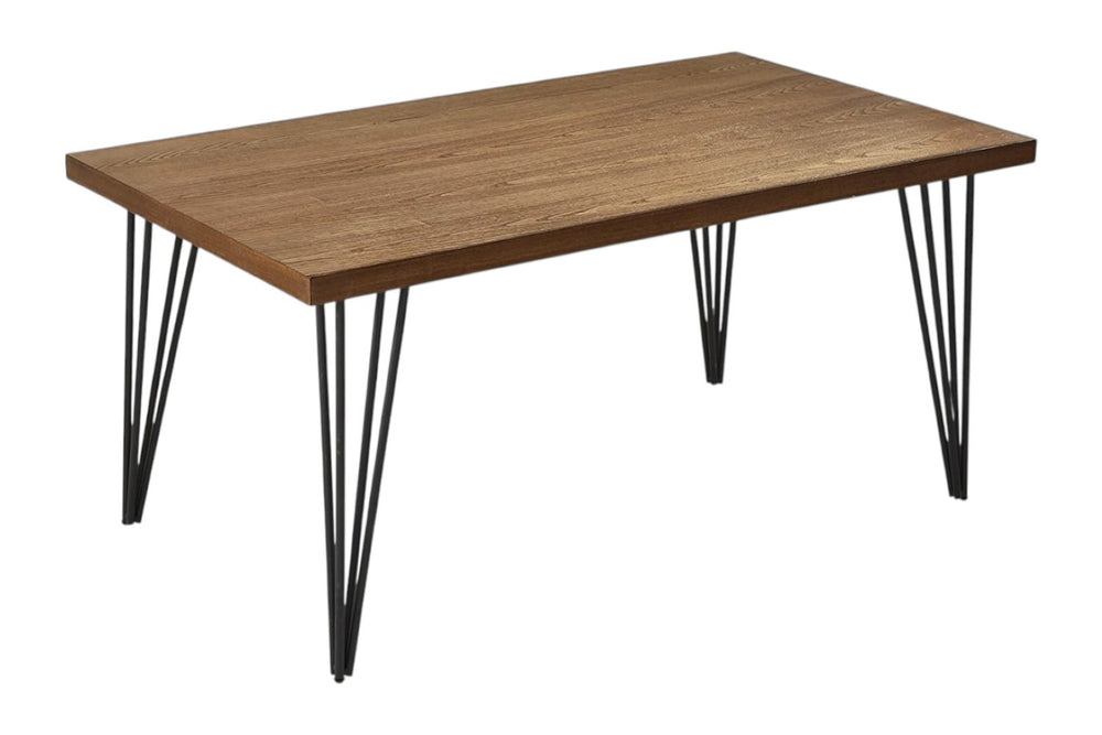 HomeRoots 63" Modern Rustic Two-Tone Wood and Metal Dining Table - Stylish, Durable, Seats 6 Comfortably 555199