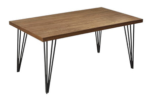 HomeRoots 63" Modern Rustic Two-Tone Wood and Metal Dining Table - Stylish, Durable, Seats 6 Comfortably 555199