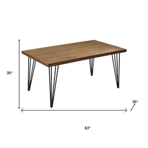 HomeRoots 63" Modern Rustic Two-Tone Wood and Metal Dining Table - Stylish, Durable, Seats 6 Comfortably 555199