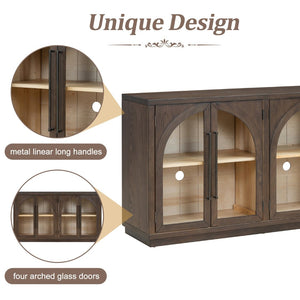 English Elm Trexm Arched Glass Door Buffet Sideboard Oak Veneer Storage Cabinet for Dining Room Espresso XW000021AAP-2026