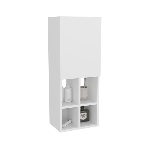 English Elm Wall Wall Cabinet with Sink 1 Door 5 Shelves White – Space-Saving Engineered Wood Bathroom Storage Unit B097P350333