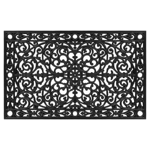 Homeroots 30" X 48" Black Rubber Scrollwork Outdoor Door Mat   555206