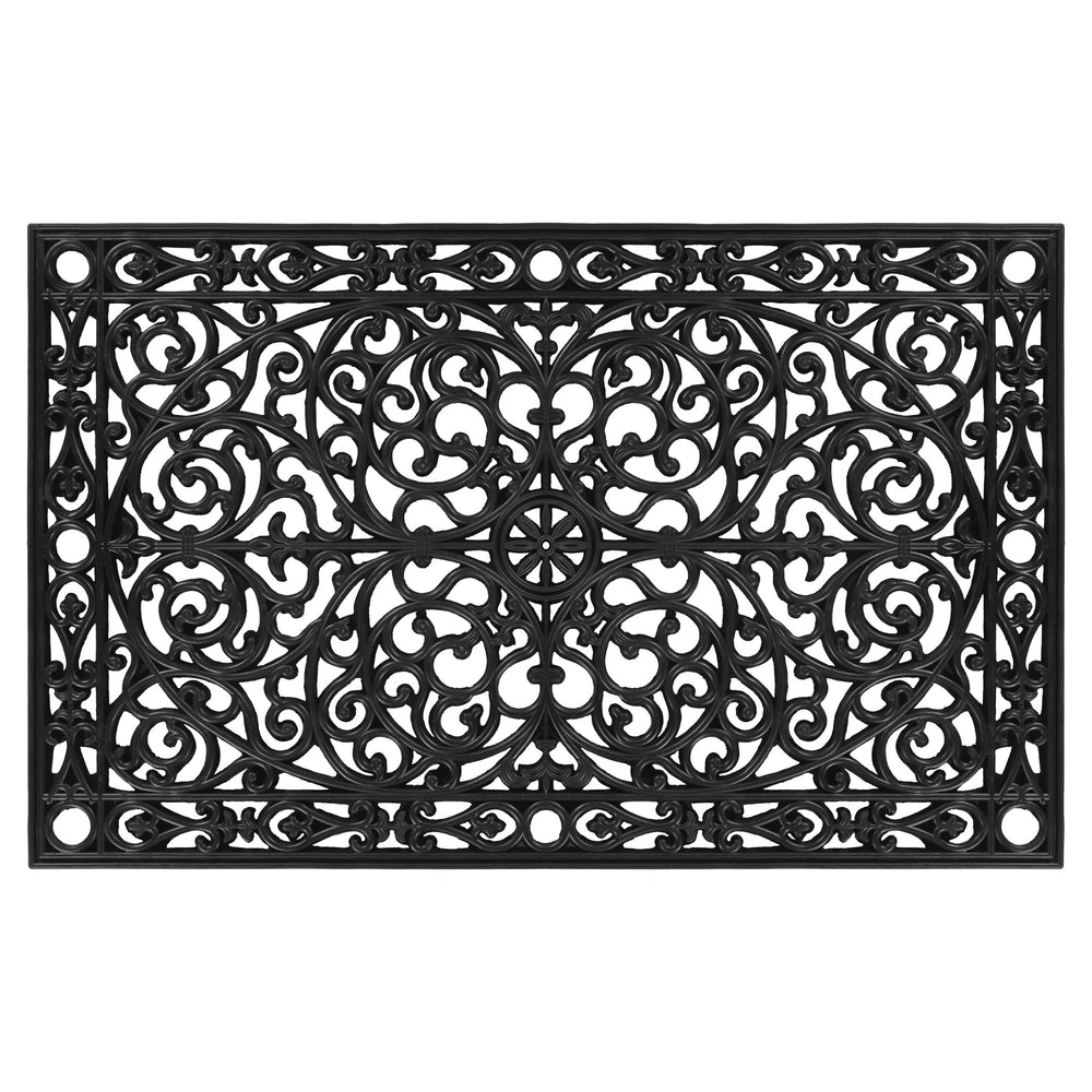 Homeroots 30" X 48" Black Rubber Scrollwork Outdoor Door Mat   555206