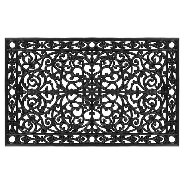 Homeroots 30" X 48" Black Rubber Scrollwork Outdoor Door Mat   555206