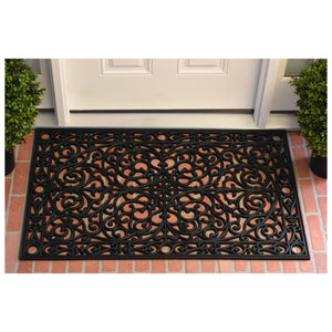 Homeroots 30" X 48" Black Rubber Scrollwork Outdoor Door Mat   555206