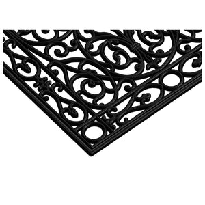 Homeroots 30" X 48" Black Rubber Scrollwork Outdoor Door Mat   555206
