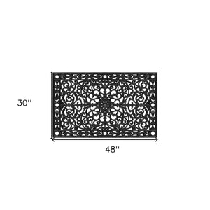 Homeroots 30" X 48" Black Rubber Scrollwork Outdoor Door Mat   555206
