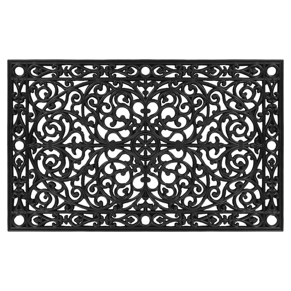 Homeroots 30" X 48" Black Rubber Scrollwork Outdoor Door Mat   555206